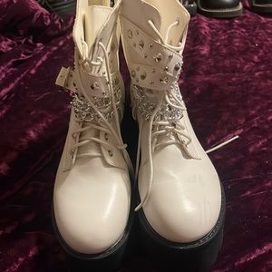 White combat boots